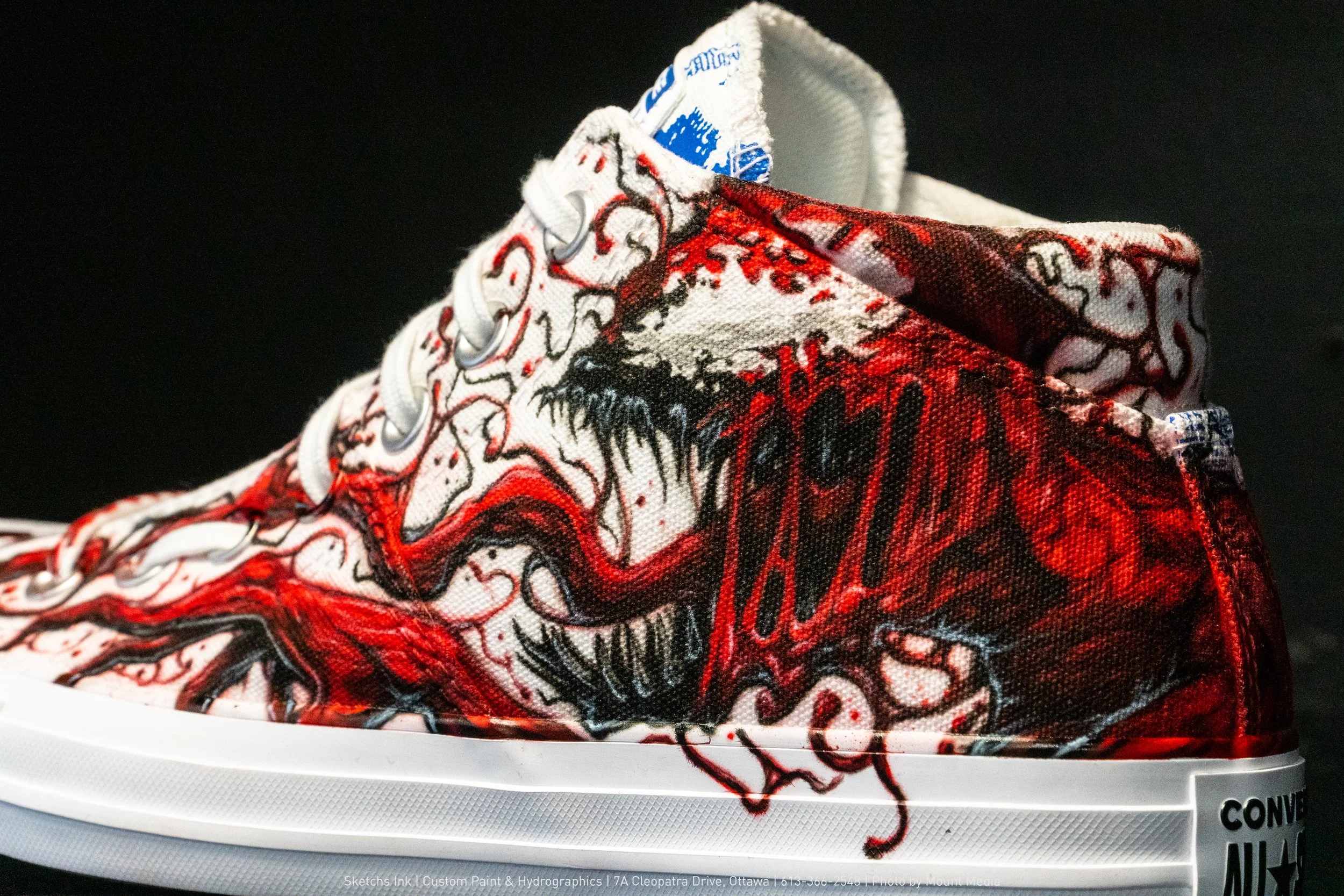 Custom Venom themed Converse Chuck Taylors Sketchs Ink